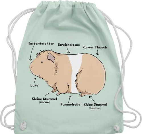 Shirtracer Turnbeutel Rucksack - Tiere Hase & Co. - Meerschwein Anatomie I Meerschweinchen I Geschenk Meerschweinchen Liebhaber - Unisize - Pastell Grün - kinderrucksack tier tiermotiv guinea beutel