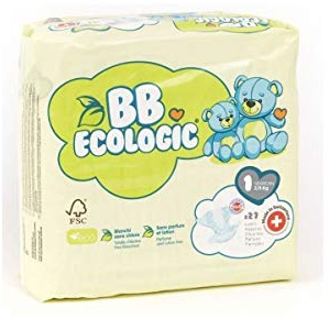 BB Ecologic - nyfödda blöjor - T1 - För spädbarn från 2 till 5 kg - miljövänlig - 27 blöjor