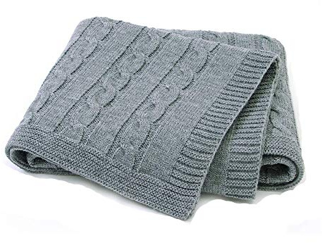 Coperta Bimbo in Maglia per bambino, Odot Soffice Dormire di Coperta Unisex Neonato Attività all'aperto Morbida Swaddle Perfetta per Culla, Carrozzina, Lettino Coperta (Grigio,100 x 80 cm)