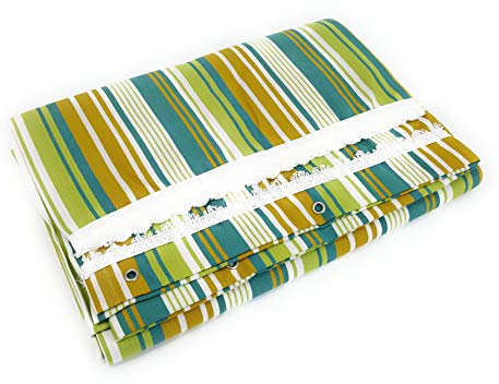 Viglietti Tenda da Sole a Righe per Balcone Veranda o Terrazzo con Anelli e Ganci Tessuto Resistente da Esterno Misura cm 140x300 (Verde Senape Righe col.275)