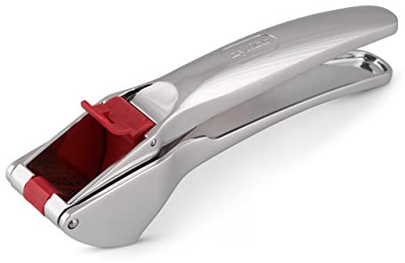 Zyliss E960013 Easy Release Presse Ail, Alliage de Zinc, Argent/Rouge, Presse-Ail Professionnel/Ecrase Ail/Coupe Ail Pour La Cuisine, Passe au Lave-Vaisselle, Garantie de 5 Ans
