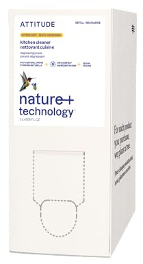 ATTITUDE Kitchen Cleaner Spray Refill, EWG Verified, Powerful Degreaser, Cuts Grease & Grime, Plant-Based & Vegan, Citrus Zest Scent, 2 Liters