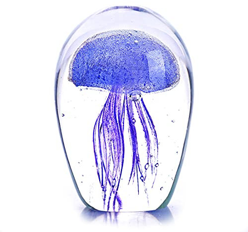 QFkris Handgeblasene Glasquallen, Sammlerstücke, Briefbeschwerer, Meerestier-Skulptur für Aquarien, Tischdekoration, Violett