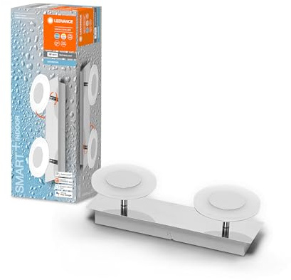 LEDVANCE Smart LED Badezimmerlampe chrome, 15W, 1400LM, 3000-6500K, 32cm, IP44, Orbis Wave Wandleuchte, Badezimmerleuchte mit Wifi Technologie, dimmbar, steuerbar über App und Sprachassistenten