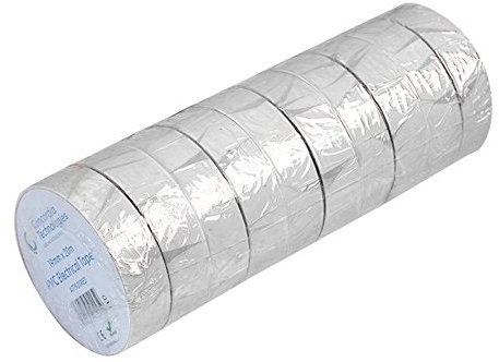 Ruban isolant blanc 19 mm x 20 m 10/PK | Ruban isolant électrique, 10 x Qté - AIT1920WHT