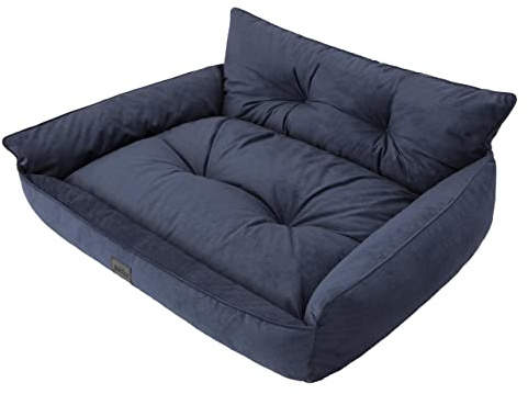 Hundbädd, husdjurssäng, hundsäng, quiltad hundkudde, säng, soffa, hundmadrass, djursäng, hundsoffa, hundmadrass, marinblå, Fancy, L - 64 x 49 cm