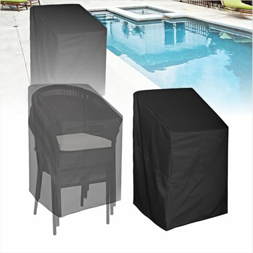 Housse de chaise empilable de terrasse, chaise empilable de terrasse de jardin, protection de meubles imperméable pour 4 à 6 piles de tabourets, longueur 88 cm x largeur 66 cm x hauteur 117 cm