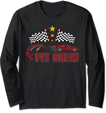 T-shirt Pit Crew avec motif voiture pour les amateurs de voitures de course Unisexe Manche Longue
