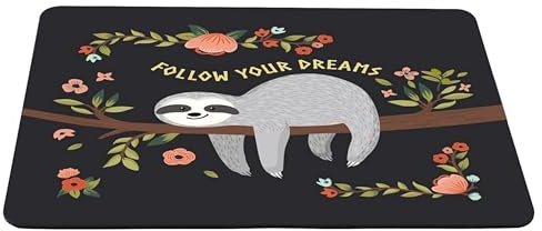 Silent Monsters Mauspad 240 x 200 mm Stoff Mousepad Faultier Follow Your Dreams, rutschfest & leise, Gaming Büro Office Homeoffice - 24 x 20 cm Mouse Pad Mat - Mausunterlage klein für alle Maus Arten