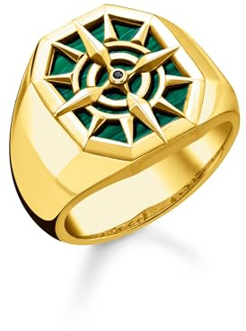 THOMAS SABO Ring Kompass grün 925 Sterlingsilber, 750 Gelbgold Vergoldung
