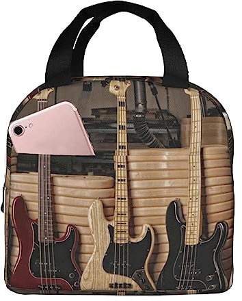 OHWODA Isolierte Lunchbox, Motiv: Gitarre, Bass, Musikinstrumente, bedruckt, langlebig, tragbar, für Outdoor/Arbeit