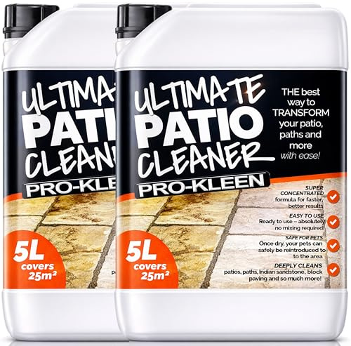 Pro-Kleen Ultimate Patio Cleaner - Deeply Cleans Patios & Drives to Remove Dirt & Grime - Removes Black Spots & Lichen - Concentrated Formula - Covers up to 50m2 (2 x 5 Litres)