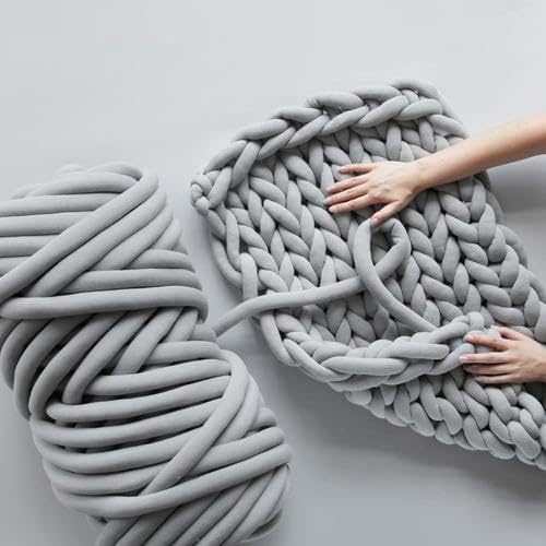 Yuragim Dicke Wolle zum Handstricken, 500g Länge 25M Sperrige Armstricken Chunky Yarn zum Häkeln, DIY Hand Chunky Strickdecke für Sticken Werfen Sofa Decke (Dunkelgrau)