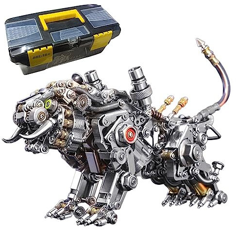DUZU 3D Metall Puzzle Modellbausatz Erwachsene, DIY Bengal Tiger Metall 3D Modell 3D Puzzle Metallbausatz, 700 Teile 3D Laserschnitt Modell Steampunk Sammelbares Spielzeug