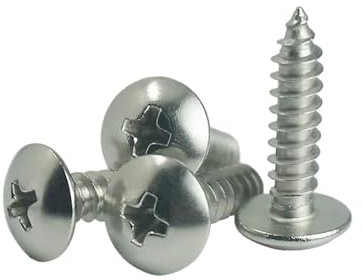 50 Stück M3 M3,5 M4 304 Edelstahl selbstschneidende Traversenschrauben, rund, groß, flach, runder Kopf, Kreuzpilz, Kreuzschlitzschrauben, M4, 10mm