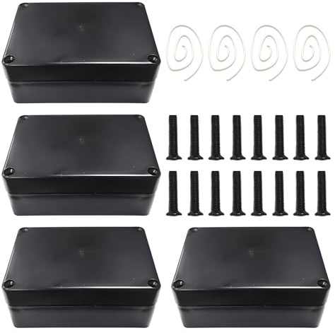 MAXQUU 4 Pieces Black Junction Boxes, Waterproof, Small and Sturdy, Suitable for Outdoor Use and Wet Rooms, Plastic Junction Boxes(83 X 58 X 33 Mm)