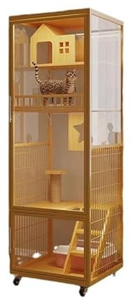Katzenhaus katzenvilla Luxuriöser Katzenkäfig, Panorama-Katzenvilla aus Glas, supergroßer, platzfreier Katzennest, Katzenhaus for den Innenbereich Katzenhütte (Size : 70x70x190cm)