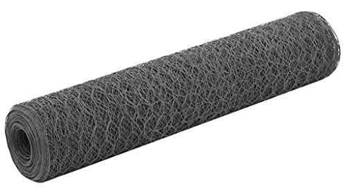 LAPOOH Drahtzaun Stahl mit PVC-Beschichtung 25x0,75 m Grau, Maschendrahtzaun, Gartenzaun, Hühnerzaun, Hundezaun, Hasendraht, Draht Zaun 143276