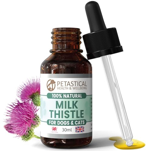 Petastical Milk Thistle for Dogs, Liver Support for Cats, Dog Silymarin Antioxidant, Liquid Drops, No Nasty Chemicals, Made in UK (30ml)