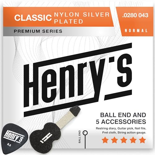 Premio Corde Chitarra Classica Ball End - Installazione Semplice &Veloce - 5 Accessori Per Chitarra – Corde Per Chitarra Classica Nylon Argento - Set Corde Nylon Chitarra Classica Light