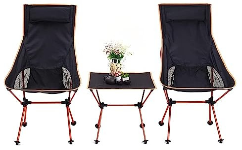 Campingstuhl Klappstuhl 3-teilige Campingstühle, Tragbarer Outdoor-Stuhl Mit Hoher Rückenlehne, Klappstuhl Im Freien Für Camp, Wandern, Strand Strandstuhl Camping Stuhl ( Color : Orange , Size : Set )