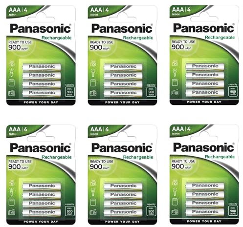 PANASONIC Evolta AAA Micro HR03 900 mAh – 1,2 V wiederaufladbare Batterien, 6 Packungen mit je 4 Stück