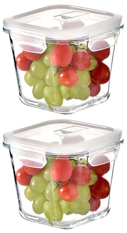 H.JSS WDJS Lot de 2 boîtes de conservation en verre de 950 ml avec couvercle pour soupe, micro-ondes, sans BPA