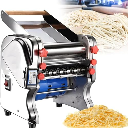 LSBHPPD Elettrica Macchina per Pasta Fresca Sfogliatrice in Acciaio Inox,Pressa per Noodle Multifunzionale Macchina,con Tagliaspaghetti da 3/9 Mm,per Fettuccine Lasagne Tagliatelle,FKM-240