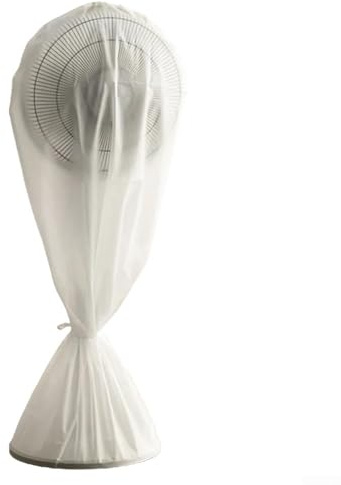 Housse de ventilateur étanche et anti-poussière (longue) | Matériau PEVA léger, avec design à lacets, blanc transparent