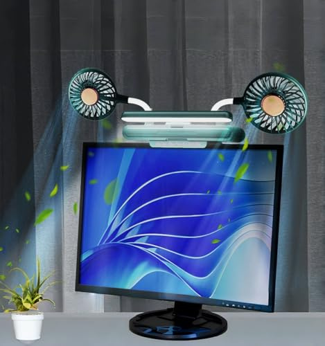Support de lecture avec ventilateur, 2 têtes, refroidissement personnel, ventilateur USB silencieux, lumière rabattable, niveau 3, 3 vitesses du vent pour travail/auto-diffusion (vert forêt)