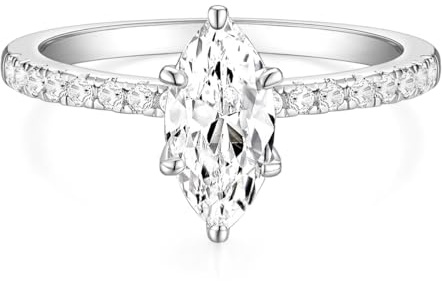 Titaniumcentral 2CT Bague de fiançailles pour femme en or et argent avec zircone marquise Alliance de mariage