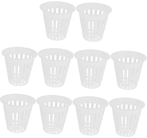 KONTONTY Lot de 10 Paniers Hydroponiques 5.50X5.50X5.00Cm Pots De Culture en Maille pour Jardin Intérieur Extérieur Et Pépinière Cultivation Plant Basket