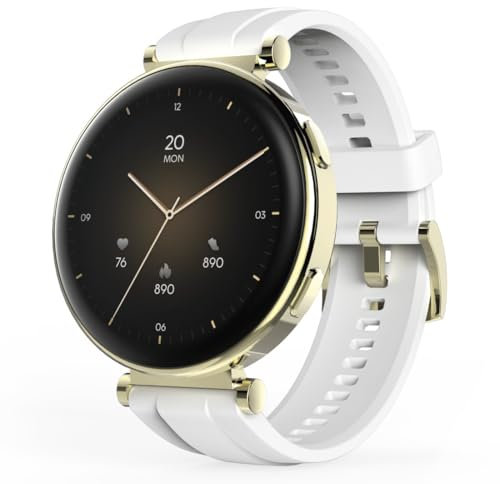 Hama Smartwatch (AMOLED Farbdisplay 1,32“, Telefonfunktion, wasserdicht, WhatsApp, Emails, Sprachassistent, Schlaftracker, 110 Sportmodi, Schrittzähler, Pulsmesser, Kalorien, Zyklusprotokoll etc) weiß