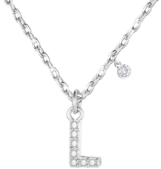 GUOYU Damen Initialen Halskette Buchstaben Anhänger, 925 silber Halskette mit Buchstabe aus Zirkonia, Anhänger Geschenkideen zum Geburtstag A B C D E F G H I J K L M N O P Q R S T U V W X Y Z