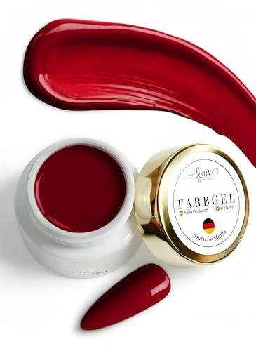 Farbgel für Gelnägel Rot 5ml, Bloody Mary, Tiefroter Gelton für ausdrucksstarke Designs & glamouröse Styles, Für UV & LED Lampe, Deutsche Marke, Lynis-Nailshop.de