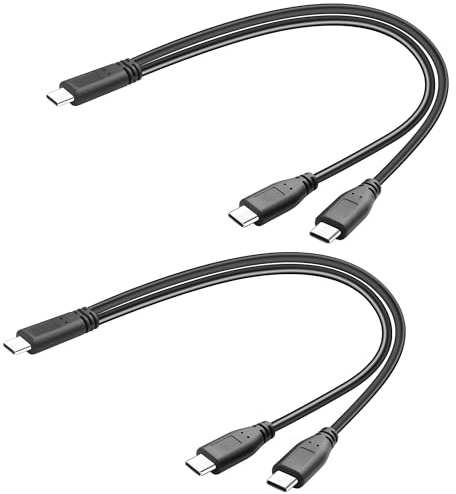 JSADZKJ Kurzes C-Splitter-Ladekabel 2 in 1 Multi-Typ-C-Kabel, 3A-schnelles Laden, USB-C zu USB-C-Ports, kompatibel mit Handys, Tablets und mehr