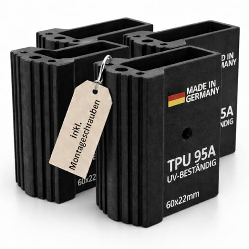DRUCK SOLUTIONS Leiterfüße 4er Set | Ersatzfüße Aussenschuhe aus TPU für Traversen & Aluleitern — rutschfest, UV-Beständig, Hitzebeständig bis 90°C | Made in Germany | inkl. Befestigungsschrauben