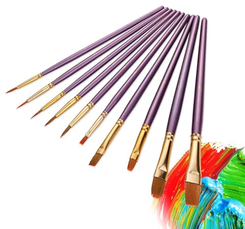 XURJUMI Set di 10 pennelli per acquerelli pastello, pennelli professionali per acquerelli, Pennelli in Nylon, punta rotonda, lingua di gatto, fodera, pugnale, lavare per adulti, principianti