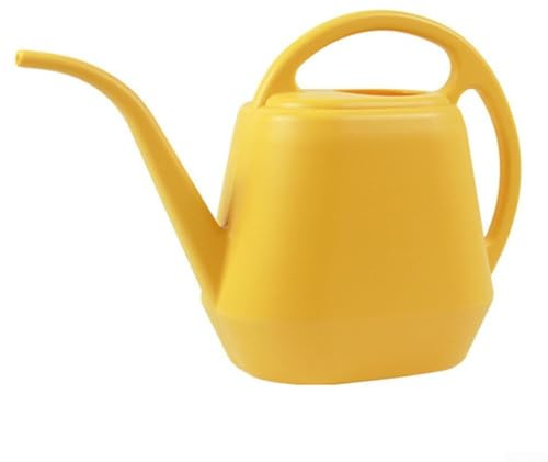 Annaffiatoio portatile da giardino, in plastica, leggero, con beccuccio lungo, capacità 2 l, design pratico (giallo)