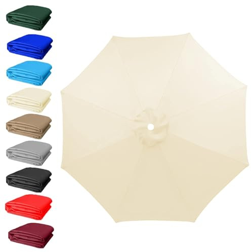 CMJYMX Toile De Rechange pour Parasol Déporté De 200/230/250/270/300/350 CM, Housse De Rechange pour Parasol D'extérieur, Tissu De Rechange 6 Bras/8 Bras(Beige,8 Ribs: 350CM/11.5FT)