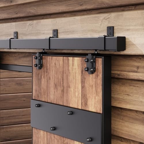 Easelife Kit hardware per porta scorrevole esterna, resistente, capacità 204 kg, acciaio resistente alle intemperie, sistema di montaggio a parete per uso esterno, adatto per porte singole fino a 91,4