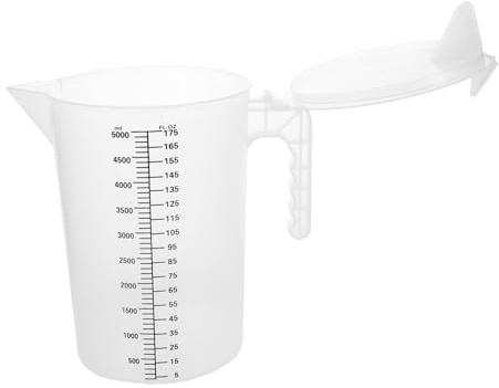 HEALLILY Caraffa graduata in plastica trasparente: con coperchio, 5 l, cilindro graduato preciso per la preparazione di bevande liquide, utensili da cucina