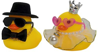XFSRG Canard en Plastique Habillé Élégant et Chic pour Jouets de Bain Canard Vibrant pour Enfants et Adultes Cadeau de Mariage Unique (Jupe bordée d'or)
