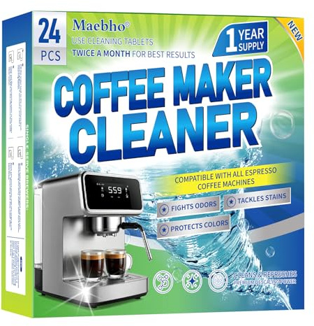 Coffee Maker Cleaner & Descaler Tablets - 24 PCS Uses for Keurig, Ninja, Breville, Delonghi, Miele, Jura and More, Coffee Machine Claening Tablets Removes Limescale -1Year Supply