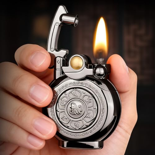 Feuerzeug, Sturmfeuerzeug Nachfüllbar Gasfeuerzeug, Vintage Feuerzeug, Geschenke für Männer Papa