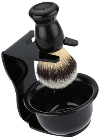 CALLARON Set Pennello da Barba Setole di Tasso Nero Leggero e Facile da Pulire Supporto in Plastica e Nylon per Rasatura Uomo a Casa