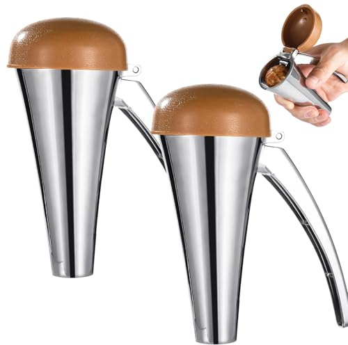 2 PCS Nut Cracker with Splash-Proof Lid, Heavy Duty Zinc Alloy Nut Cracking Tool, Long Leverage & Spring Return Design, Safe and Clean Nutcracker for Walnuts, Pecans, Macadamia, Brazil Nuts