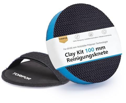 Clay Pad (Ø100mm) | Clay Disc Set mit Handgurt Applikator | Auto Reinigungsknete Set zur schonenden Entfernung von Flugrost, Harz, Teer, Insektenreste | Car Clay Bar, Lackknete für Tiefglanz