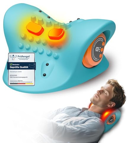 Nackenmassagegerät mit Wärme, Kabellose Elektrische Nackenmassage mit Heizfunktion, Ausgestattet mit Sechs Stufen zur Intensitätsregulierung, Lindert Nackenverspannungen, Ideal für Büroangestellte