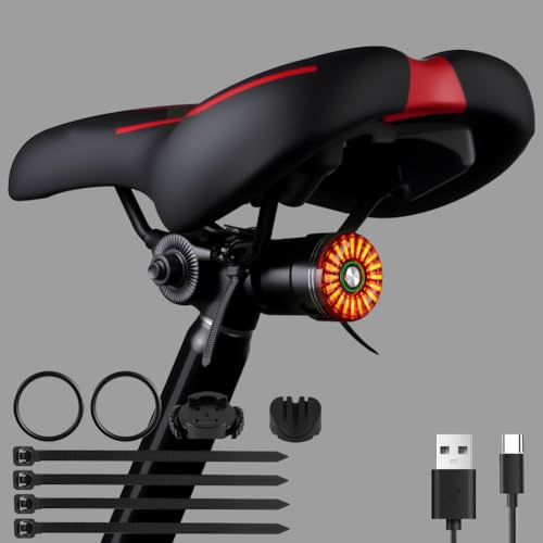 Adiwo Smart Bike Tail Light, Rear Bike Light with Brake Sensing, Auto on/off, 20 LED Ultra Bright, 5 Lighting Modes, IP65 Waterproof, USB Rechargeable, Saddle/Seatpost Mount, for Night Riding